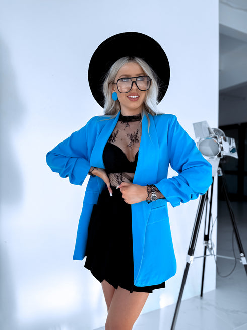 Water blue, ONE SIZE jacket with rolled up sleeves